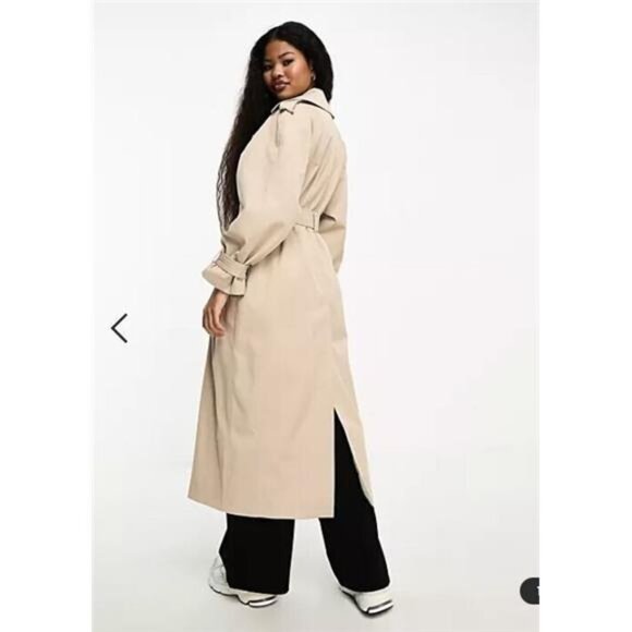 NWT Miss Selfridge Petite Premium Maxi Trench Coat in Beige Women's 4 UK 8 - Picture 2 of 4